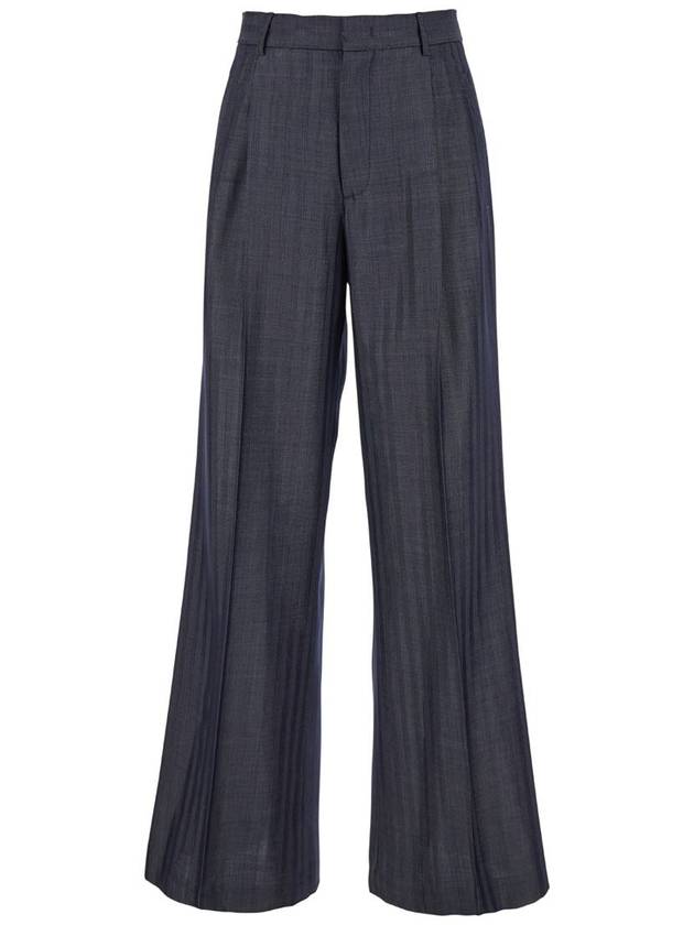 Grey Wide Pants With Concealed Closure In Wool Blend Woman - ETRO - BALAAN 1