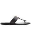 TF logo decorated leather flip flops brown - TOM FORD - BALAAN.