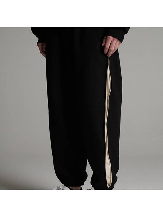 Side slit set up embroidered jogger pants black - TENER - BALAAN 1