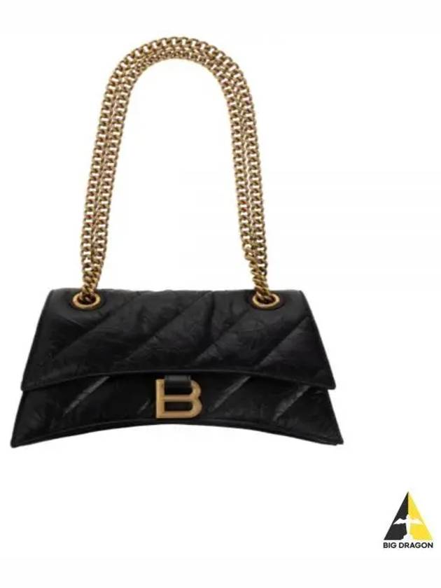 Women's Crush Logo Gold Chain Small Shoulder Bag Black - BALENCIAGA - BALAAN 2