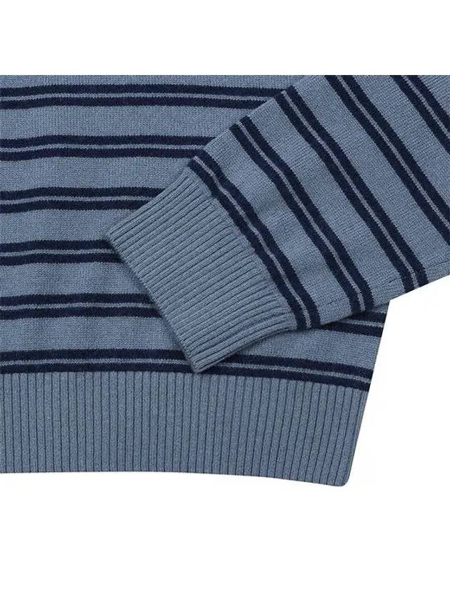 Men s Striped Round Neck Sweater 2404GXKW NAVY - BLACK&WHITE - BALAAN 4