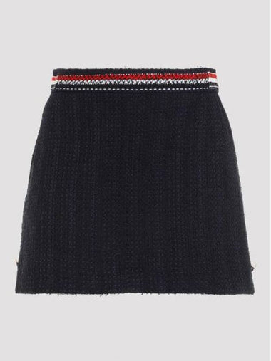 Tweed Mini A-Line Skirt Navy - THOM BROWNE - BALAAN 1