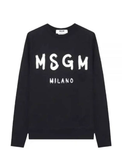 Women's Brushed Logo Crew Neck Sweatshirt Black - MSGM - BALAAN 2