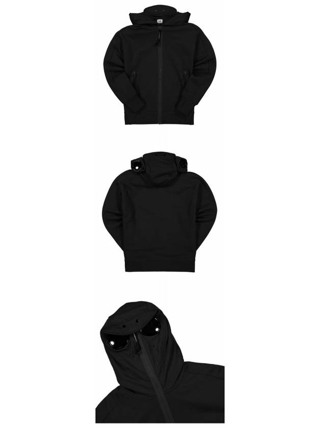 Goggles Detail Fleece Zip-Up Hoodie Black - CP COMPANY - BALAAN 5