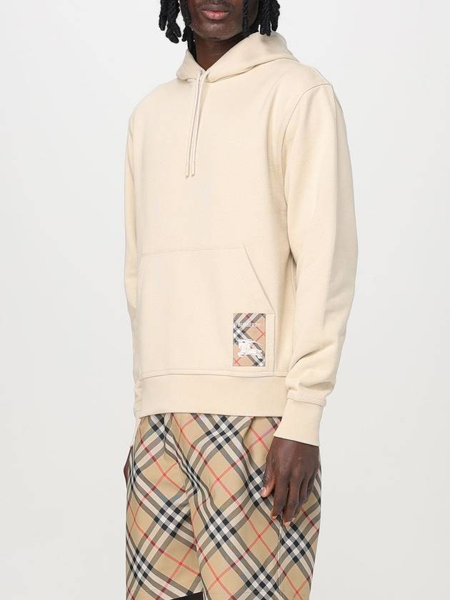 Check Label Cotton Hoodie Nutmeg - BURBERRY - BALAAN 5