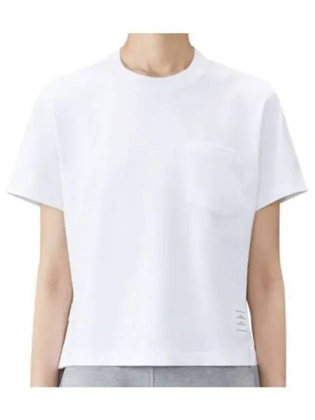 Medium boxy fit pocket short sleeve t shirt white women s 270219 - THOM BROWNE - BALAAN 1