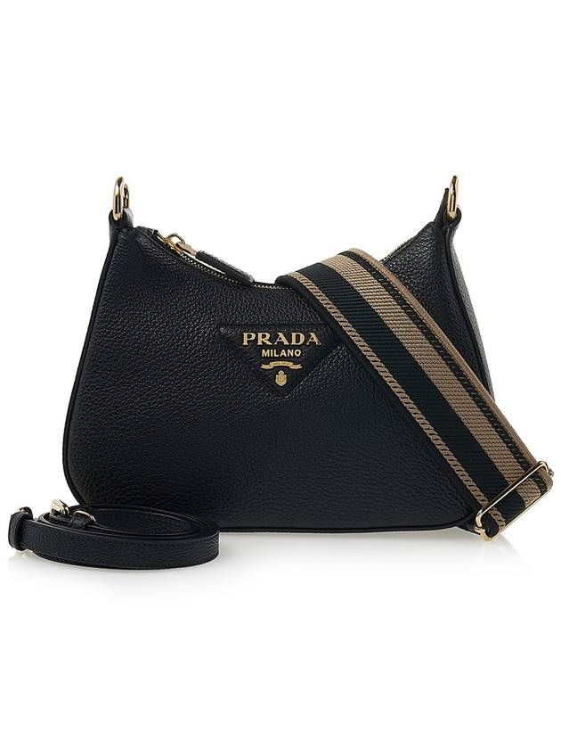 Vitello Dino Leather Shoulder Bag Black - PRADA - BALAAN 2