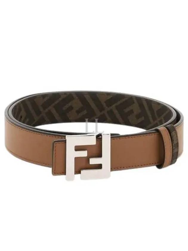 FF Buckle Pattern Reversible Leather Belt Brown - FENDI - BALAAN 2