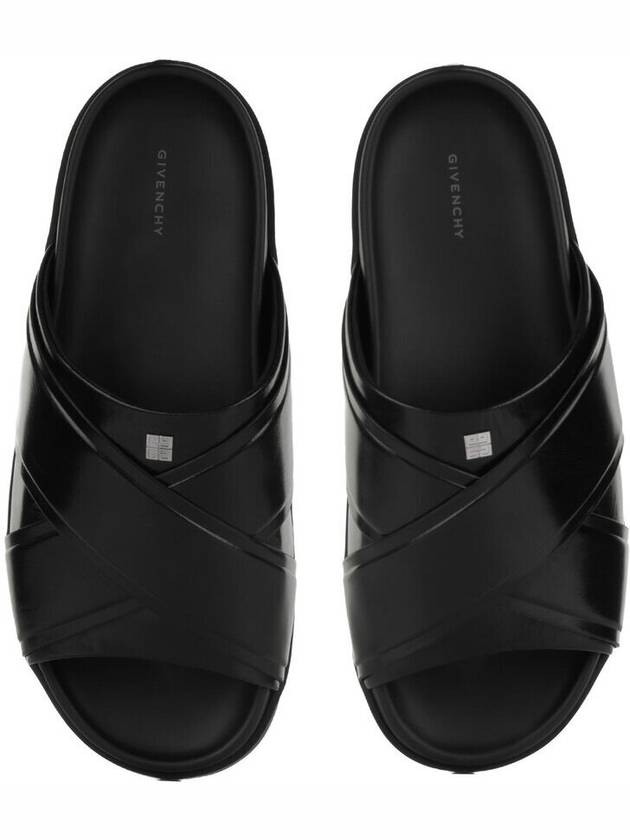 G Plage Leather Flat Sandals Slippers Black - GIVENCHY - BALAAN 5