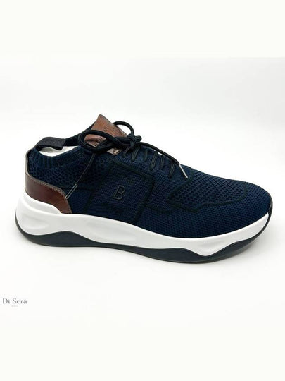 Shadow Knit Leather Low Top Sneakers Navy - BERLUTI - BALAAN 2