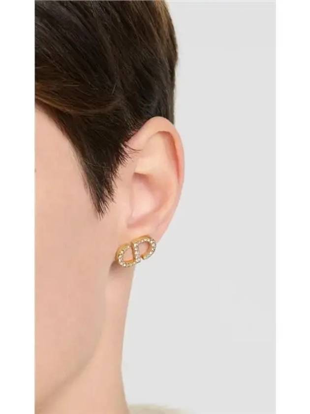 Petit CD Stud Crystal Earrings Gold - DIOR - BALAAN 7