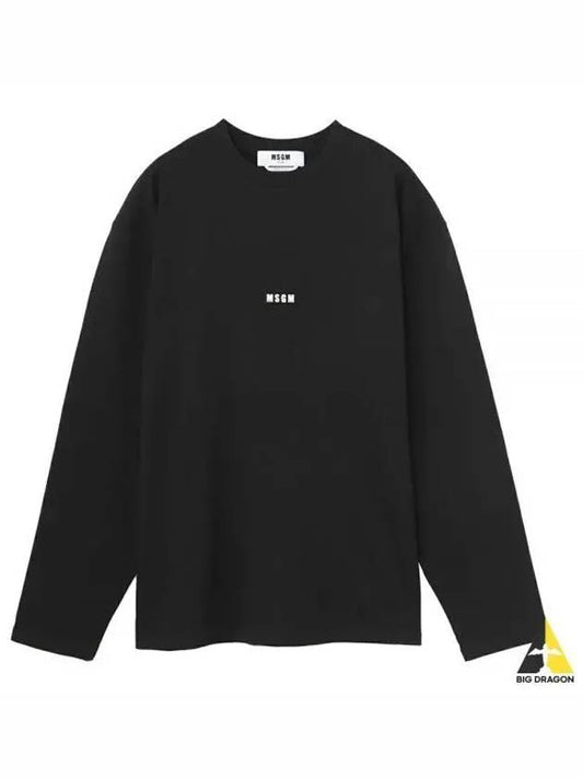 Micro Logo Print Long Sleeve T-Shirt Black - MSGM - BALAAN 2