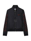 Embroidered Logo Bomber Jacket Black - OFF WHITE - BALAAN 2