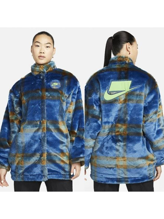 Sportswear Fox Fur Jacket Blue - NIKE - BALAAN 2