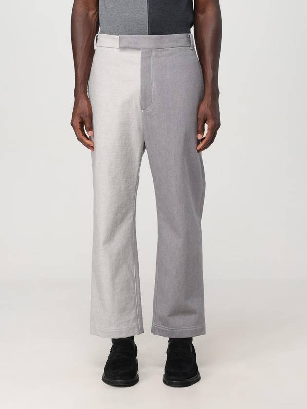 Contrast topstitching unconstructed straight pants gray - THOM BROWNE - BALAAN 2