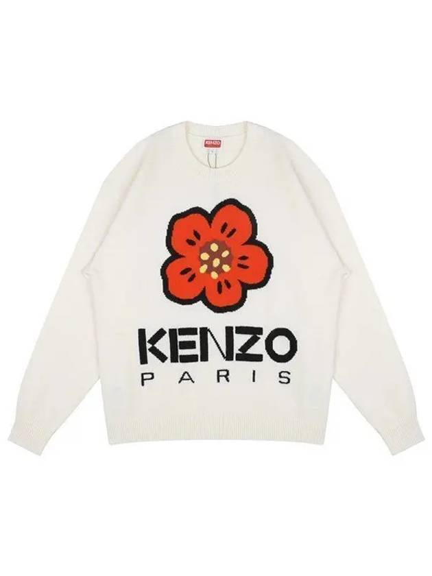 Boke Flower Merino Wool Knit Top Off White - KENZO - BALAAN 2