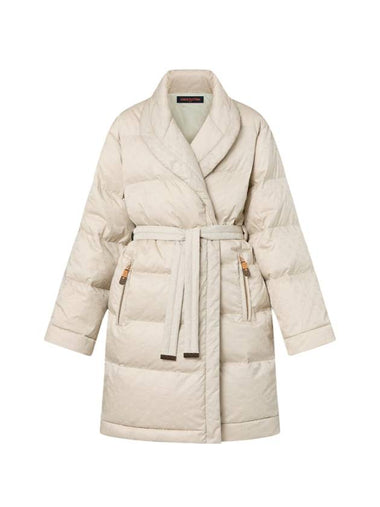 Monogram Jacquard Puffer Wrap Single Coat Light Beige - LOUIS VUITTON - BALAAN 1