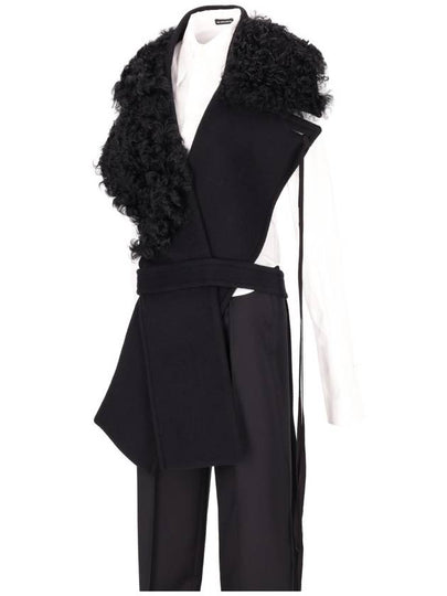 MANON ASYMMETRIC PLASTRON WITH FUR COLLAR BEAVER - ANN DEMEULEMEESTER - BALAAN 2