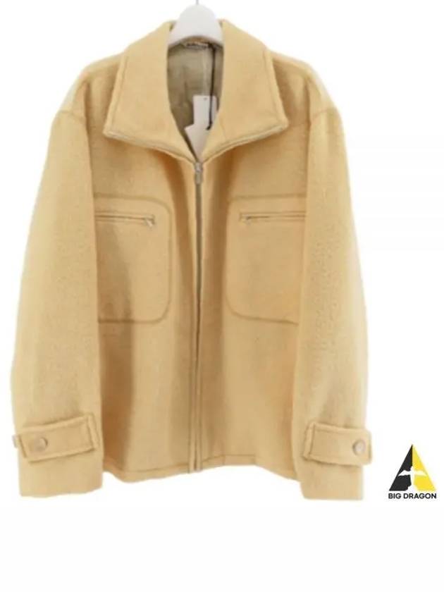 BRUSHED SURI ALPACA MOHAIR JACQUARD ZIP BLOUSON YELLOW A23AB01AJ repair straw - AURALEE - BALAAN 1