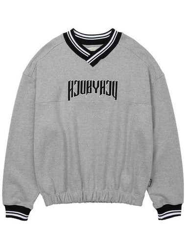 Men's Logo V-Nack Sweatshirt Melange Gray - AJOBYAJO - BALAAN 1