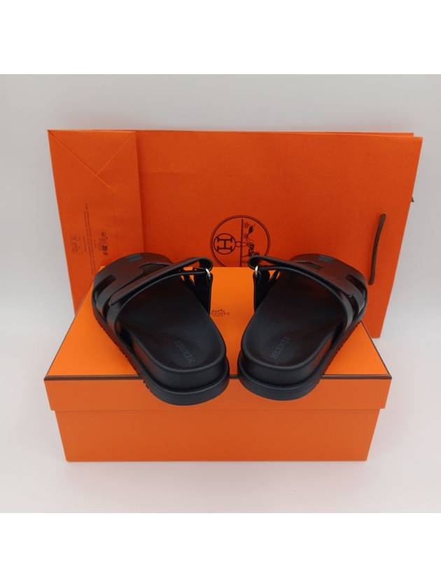 Chypre Leather Sandals Black - HERMES - BALAAN 5