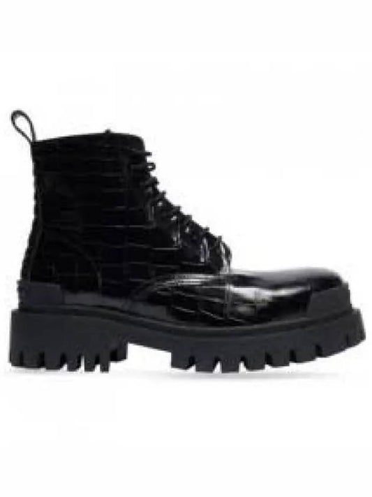 snake texture biker walker boots black - BALENCIAGA - BALAAN 2