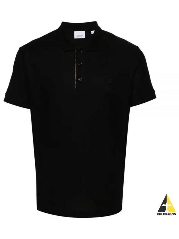 Men's Embroidered Logo Cotton Polo Shirt Black - BURBERRY - BALAAN 2