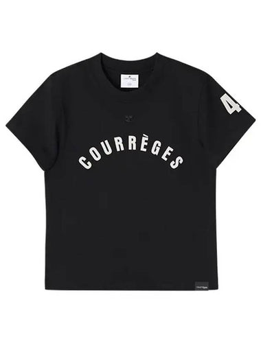 Courr ges Short Sleeve 124JTS006 JS0112 9999 Logo Print Women s Tee - COURREGES - BALAAN 1