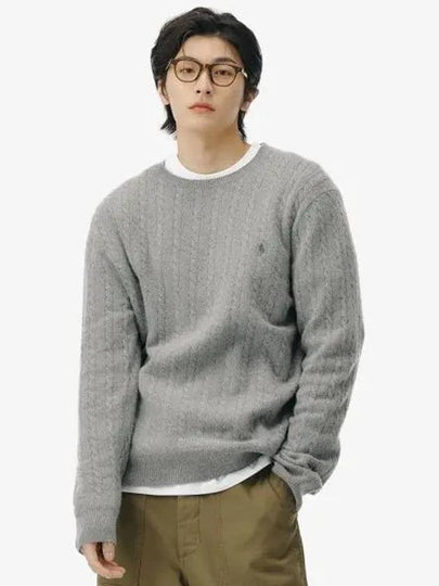 Cable knit wool cotton sweater gray - POLO RALPH LAUREN - BALAAN 1