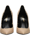 Women's ANJA Canvas Pumps Heel Beige - SAINT LAURENT - BALAAN.