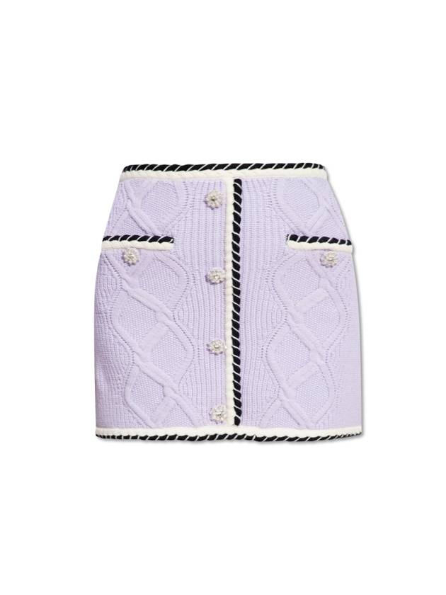 Women's Crystal Button Cotton Blend Mini H-Line Skirt Lilac - SELF PORTRAIT - BALAAN 1