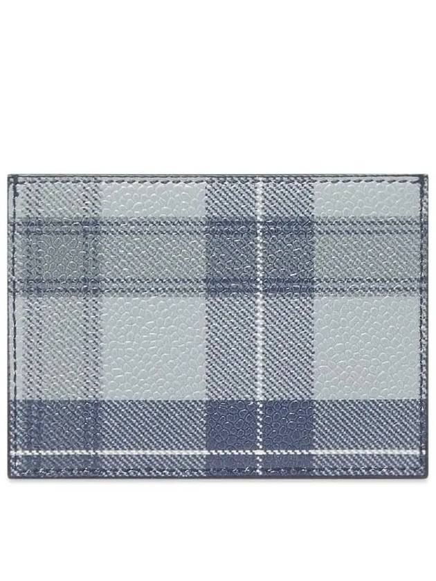 Checked Leather Card Wallet Grey - THOM BROWNE - BALAAN 4