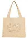 Cream Large Canvas Tote Bag Butter - GANNI - BALAAN 3