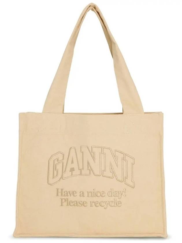 Cream Large Canvas Tote Bag Butter - GANNI - BALAAN 3