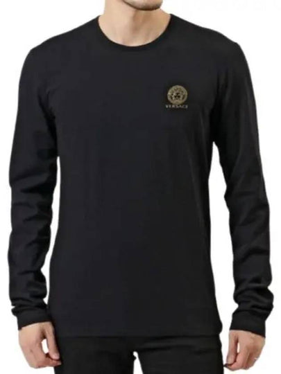 Logo Round Neck Long Sleeve T-Shirt Black - VERSACE - BALAAN 2