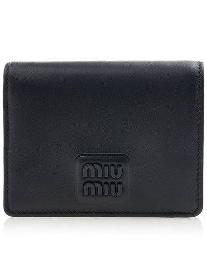 Logo Small Leather Half Wallet Black - MIU MIU - BALAAN 2