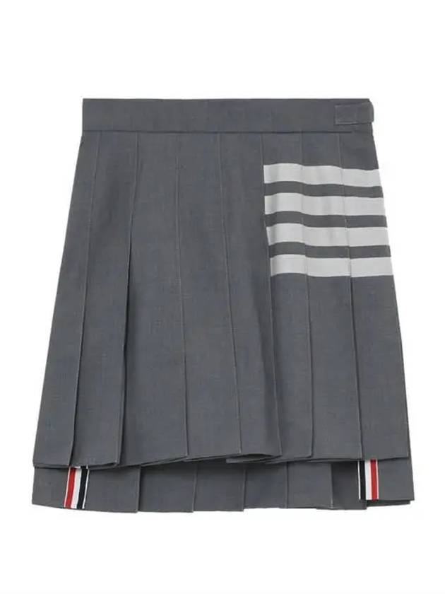 4 Bar Plain Weave Mini Pleated Skirt Grey - THOM BROWNE - BALAAN 4