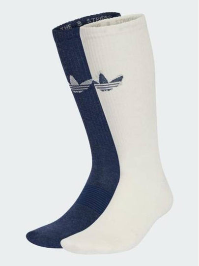 Trefoil Premium Crew Socks 2 Pack Set Navy White - ADIDAS - BALAAN 2