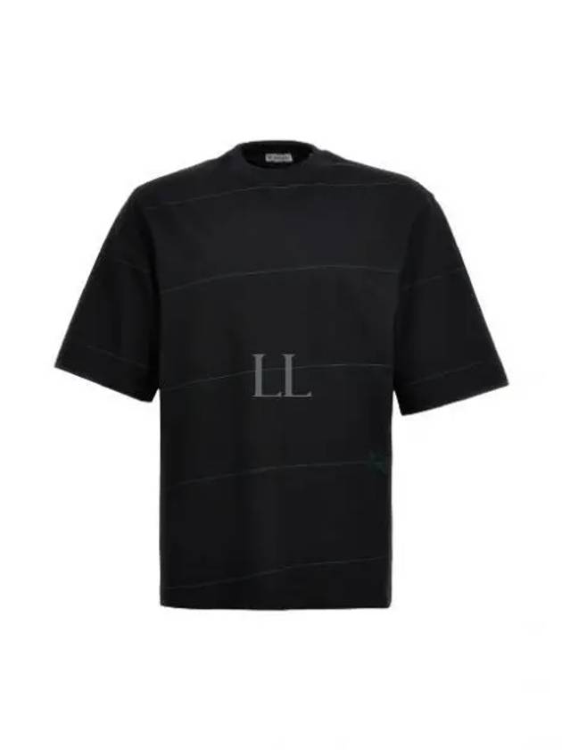 Striped Cotton Short Sleeve T-Shirt Black - BURBERRY - BALAAN 2