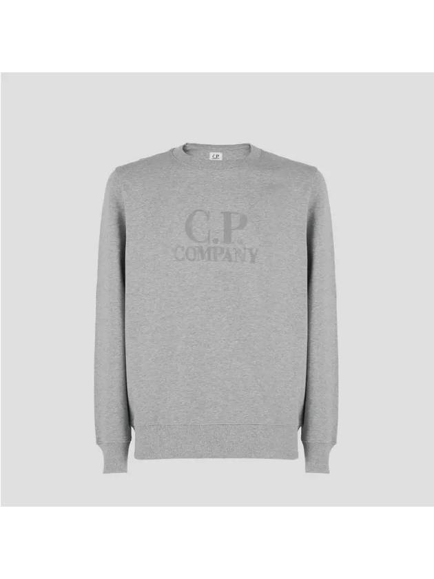 Diagonal Crew Neck Logo Cotton Sweatshirt Grey Melange - CP COMPANY - BALAAN 4