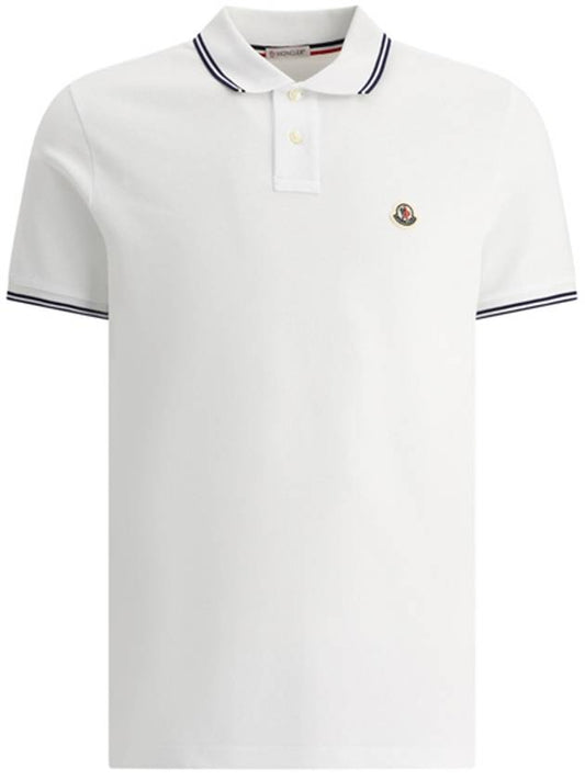 Logo Patch Short Sleeve Polo Shirt White - MONCLER - BALAAN 2