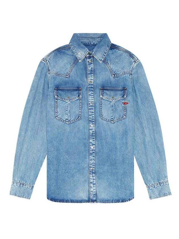 D Ocean Denim Long Sleeve Shirt Blue - DIESEL - BALAAN 2