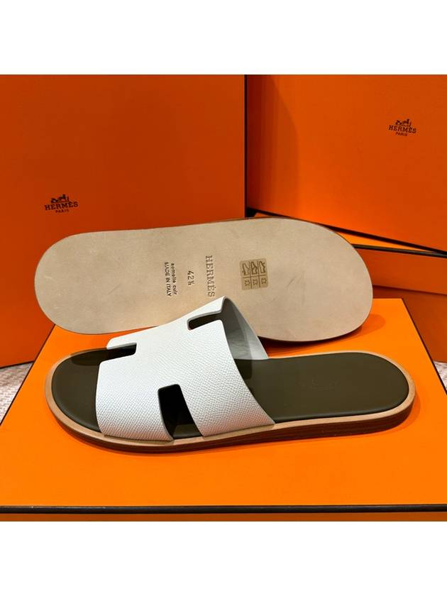 Men's Izmir Sandals Calfskin Absong Khaki Beige - HERMES - BALAAN 8