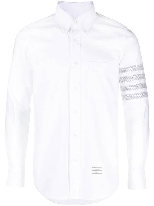 4 Bar Stripe Long Sleeve Shirt White - THOM BROWNE - BALAAN 1