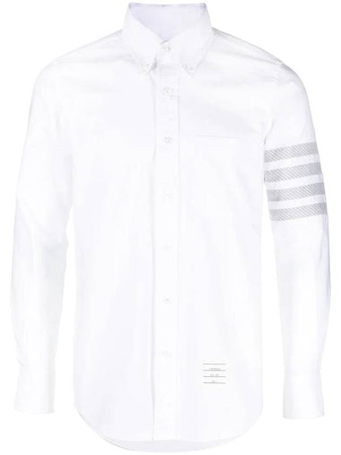 4 Bar Stripe Long Sleeve Shirt White - THOM BROWNE - BALAAN 1