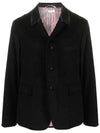 Men's Corduroy Button Up Cutaway Blazer Jacket Black - THOM BROWNE - BALAAN 3