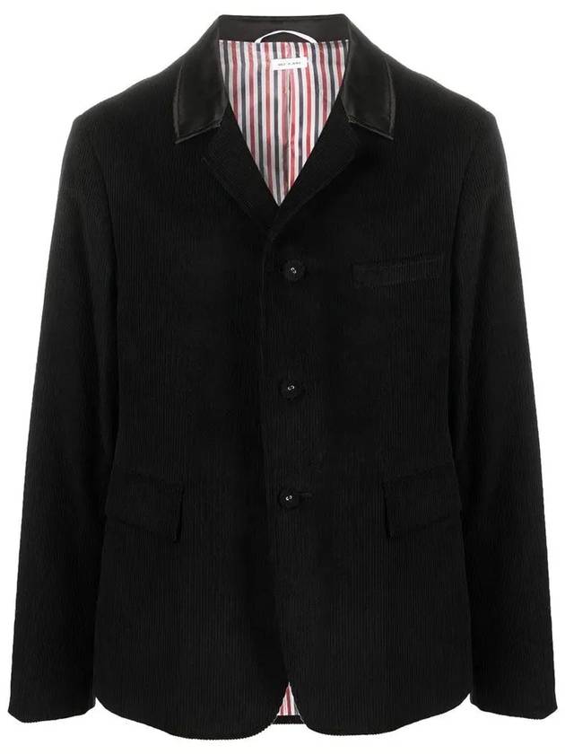 Men's Corduroy Button Up Cutaway Blazer Jacket Black - THOM BROWNE - BALAAN 3