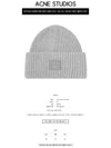 Face Patch Ribbed Wool Beanie Grey - ACNE STUDIOS - BALAAN 3