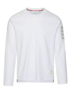 4-Bar Striped Cotton Long Sleeve T-Shirt White - THOM BROWNE - BALAAN 3