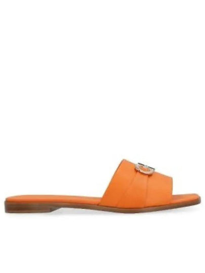 Gancini Leather Slippers Orange - SALVATORE FERRAGAMO - BALAAN 2